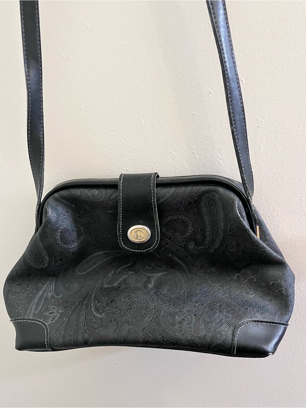 Carryland Black Paisley Mini Shoulder Bag Purse Y2K Zip Pocket
